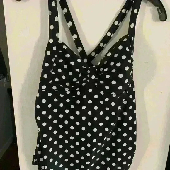 Motherhood maternity swim top black and white polkadot size medium - Picture 2 of 4